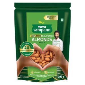 Tata Sampann Pure California Almonds/Badam Whole, 200g | Real Nuts | High in Fiber, Protein, Magnesium & Phosphorus | Premium Badam Giri | Value Pack | Healthy Snack for Energy & Immunity