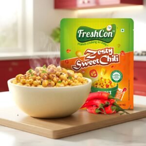 Freshcon Cooked Sweetcorn – Zesty Sweet Chili Flavor | Ready to Eat | 2 Packs | Spicy & Sweet Flavored Corn | Healthy Snack | No Preservatives