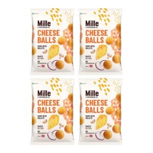 Mille Cheese Balls | 37% Millets | Baked | No Palm Oil | Not Fried, 0 Preservatives | 0 Trans Fat | Healthy Snacks | Naturally Gluten Free | 35g x 4