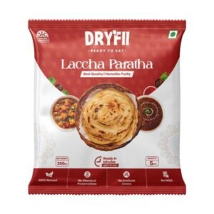Dryfii Ready-to-Eat Laccha Paratha | Flaky Multi-Layered Whole Wheat Paratha with Ghee | Pack of 5 Pieces (1 Pack) | Vacuum-Sealed | Long Shelf Life | No Preservatives