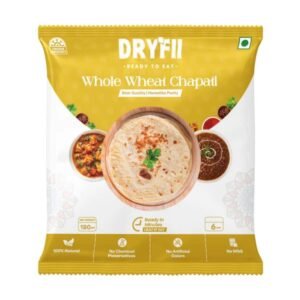 Dryfii Ready-to-Eat Chapati (Roti) | Authentic Whole Wheat Indian Roti | 6 Pieces (1 Pack) | Vacuum-Packed, No Preservatives | Just Heat & Eat | Travel Friendly