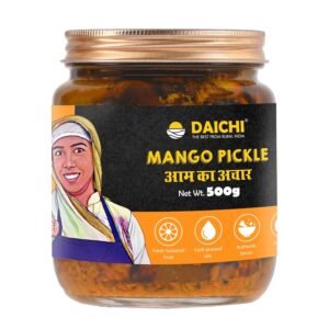 Daichi - Mango Pickle - 500g (Pack of 1) | Traditional Indian Achar | Homemade, Sun-Dried, Tangy & Salty | Less Oil Aam ka Achar | Cold-Pressed Mustard Oil | In-House Spices | No Preservatives