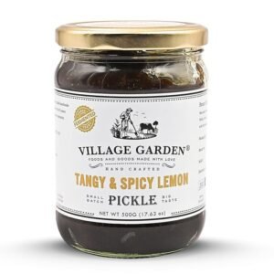 Village Garden Tangy & Spicy Lemon Pickle | 3 Years Fermented | Authentic Taste of Rajasthan | Nimbu Ka Achaar | Tangy & Spicy | No Preservatives | Oil-Free | Homemade Pickle - 500 gms