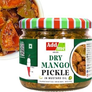 Add me Dry mango pickle in Mustard oil 300gm | aam ka sukha achar in dry style mango pickles glass pack. (Dry Mango Pickle, 300gm)